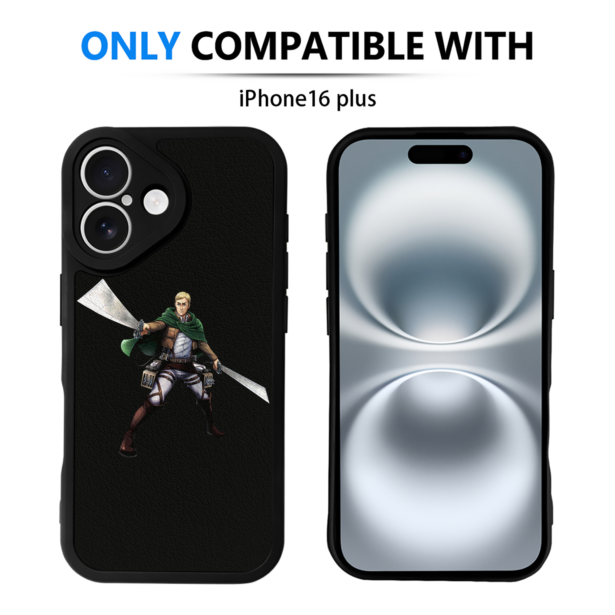 （画像用） 進撃の巨人 エルヴィン・スミス Attack on Titan Erwin Smith 【iPhone 16シリーズ対応】シリコンスマホケース（レザー調） 材質：シリコン